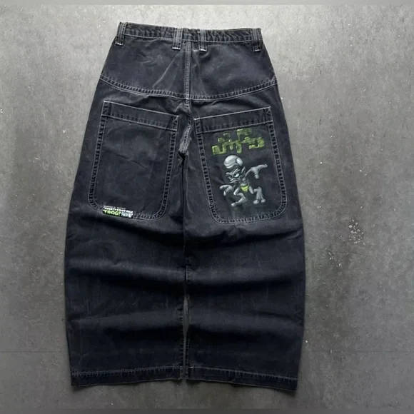 Jean Homme Vintage JNCO Crossfaders Noir Années 90 - Taille 31x27 - Style Y2K Brodé